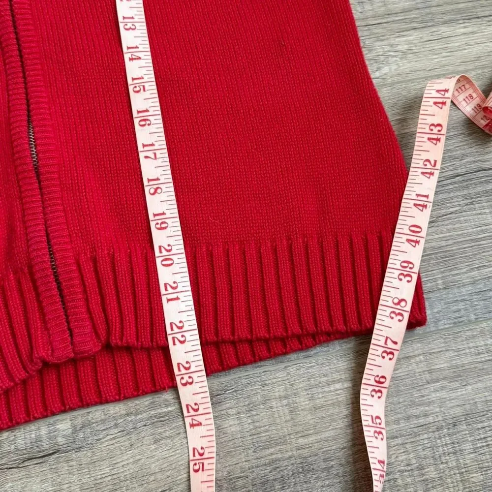 Vintage Red Sleeveless Zip Up Sweater Vest - Picture 6 of 7